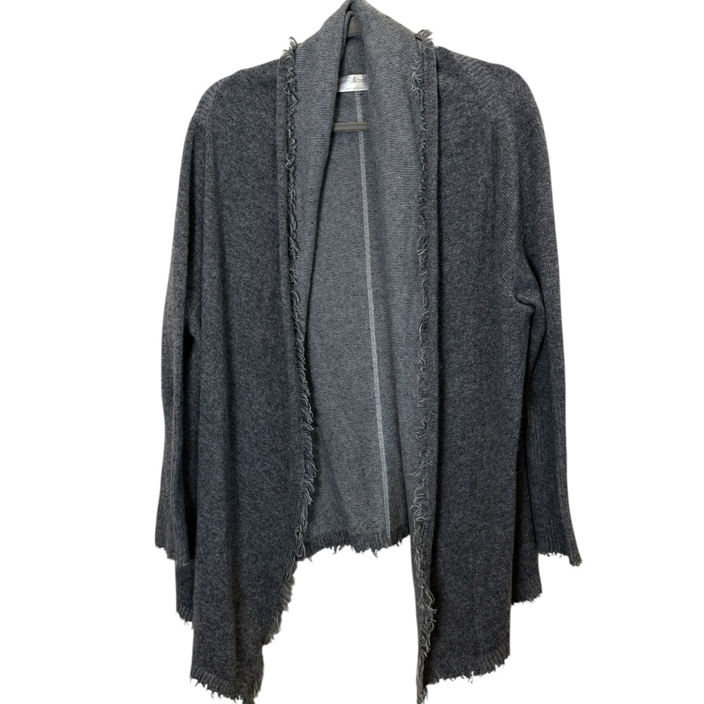 Henry Christ Vintage Women’s Lagenlook Merino Wool Raw Edge Gray Cardigan Sz M